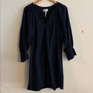 Apiece Apart Maria Mini Dress Puff Gathered Sleeves Women’s Size XS Navy Blue